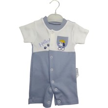 Efilix Erkek Bebek Yazlık Tulum Çıtçıtlı Cep Detaylı Sevimli Köpek Temalı(3-6-9 Ay)