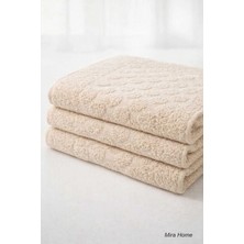 Mira Home 3'lü Pamuklu Ayak Havlusu Seti 50X70 cm Kabartma Desenli Bej Yüksek Emicilik Özelliği