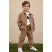 Ugly Duck 03-08 Yaş Keten Ceketli Üçlü Fitilli Takım - Bej