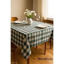Mira Home Fiber Kareli Masa Örtüsü Sofra Bezi Ekose Desen 160X160 cm Yeşil