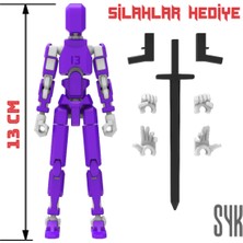 Özgürce Hareketli Eklemleriyle 13 Parçalı Mor Beyaz Robot Aksiyon Figürü