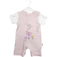 Efilix Kız Bebek Yazlık Tulum Çiçekli Tavşan Figürlü