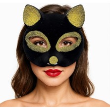 Lowell Home Siyah Renk Gold Simli Süet Kaplama Kedi Maskesi 18X14 cm