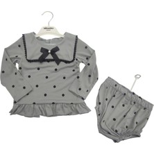 Bebesen Kız Bebek Takım -Külotlu Pudra Puantiyeli Fiyonklu(6-9-12-18 Ay)