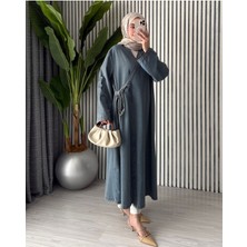 Molly Nelly Kadın Kot Kimono Uzun Pardesü