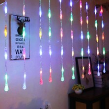 Oktay Sesal Cam Balkon Dekor Aydınlatma Su Damlası Salkım LED Işık 3 Metre 1.20 cm Dal Salkım Renkli LED Işık