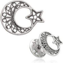 Supertrend Gümüş Telkari Ay Yıldız Rozet