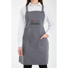 Quicksteps Professional Omuz Askılı Önlük Barista & Servis 7/7 Gabardin Gri Gri