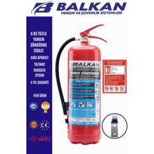 BALKAN YANGIN VE GÜVENLİK SİSTEMLERİ 6 kg Tozlu Yangın Tüpü Tse Ce Belgeli Ruhsata Uygun 4 Yıl (Talimat-Askı)
