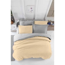 Mira Home Çift Kişilik Lastikli Çarşaflı Nevresim Takımı Pamuklu Four Season Bej Gri