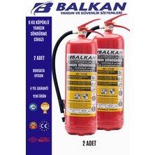 BALKAN YANGIN VE GÜVENLİK SİSTEMLERİ 6 kg Ruhsata Uygun 4 Yıl Köpüklü Yangın Tüpü 2 Adet