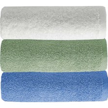 Mira Home 3 Lü Düz Renk El Yüz Havlu Seti %100 Pamuklu 50X90 cm Mavi-Yeşil-Beyaz