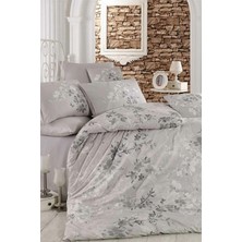 Mira Home Çift Kişilik Nevresim Takımı Pamuklu Gümüş Çiçek