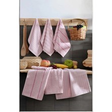 Mira Home 6 Lı Luna Naturel Mutfak Havlu Seti %100 Pamuklu 30X50 cm Pudra