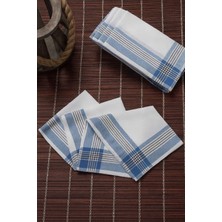 Mira Home 12 Li Cep Yaka Mendili Pamuklu Şah Desen Mavi 30X30 cm