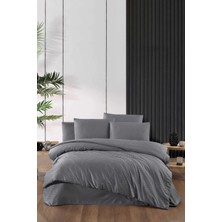 Mira Home Stripe Saten Line Çift Kişilik Nevresim Takımı Antrasit