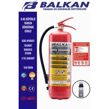 BALKAN YANGIN VE GÜVENLİK SİSTEMLERİ 6 kg Köpüklü Yangın Tüpü Tse Ce Belgeli Ruhsata Uygun 4 Yıl (Talimat-Askı)
