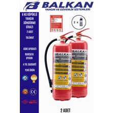 BALKAN YANGIN VE GÜVENLİK SİSTEMLERİ 6 kg Ruhsata Uygun 4yıl Köpüklü Yangın Tüpü 2 Adet(Talimat-Askı)