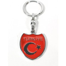 Moncuk Design Türkiye Yazılı Ay Yıldız Figürlü Kırmızı Metal Anahtarlık – Sade, Net ve Güçlü Bir Duruş