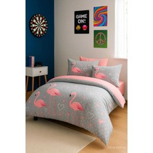 Mira Home Flamingo Desenli  Pamuklu Tek Kişilik Nevresim Takımı