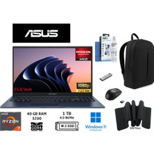 Asus Vivobook 15 M1502YA-BQ579 Amd Ryzen 7 5825U 40GB 1tb SSD 15.6" Taşınabilir BILGISAYAR+W11 Pro+Duddi Çanta+Mouse+Mousepad+Usbbellek+Temizlikkit