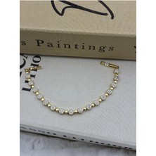 Hedef Bujiteri 14K Gold Renk Zirkon Taşlı Yuvarlak Detaylı Bileklik CM13