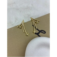 Hedef Bijuteri Gold Renk Kayan Yıldız Model Zirkon Taşlı Küpe