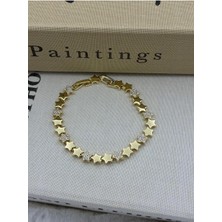 Hedef Bujiteri 14K Gold Renk Yıldız Model Zirkon Taşlı Bileklik CM11