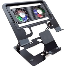 Upway Steel-Cooler Rgb Turbo Fanlı Karbon Çelik Laptop Tablet ve Telefon Standı