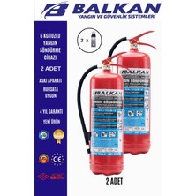 BALKAN YANGIN VE GÜVENLİK SİSTEMLERİ 6 kg Ruhsata Uygun 4 Yıl Tozlu Yangın Tüpü 2 Adet (Askı)