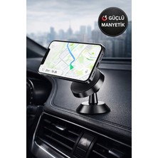 Toyfest Mıknatıslı Telefon Tutucu 360° Döner Güçlü Manyetik Araç Içi Torpido Telefon Standı Siyah