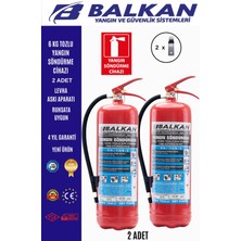 BALKAN YANGIN VE GÜVENLİK SİSTEMLERİ 6 kg Ruhsata Uygun 4 Yıl Tozlu Yangın Tüpü 2 Adet (Levha-Askı)
