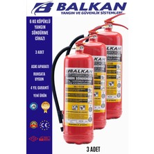 BALKAN YANGIN VE GÜVENLİK SİSTEMLERİ 6 kg Ruhsata Uygun 4 Yıl Köpüklü Yangın Tüpü 3 Adet