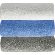 Mira Home 3 Lü Düz Renk El Yüz Havlu Seti %100 Pamuklu 50X90 cm Gri-Mavi-Beyaz
