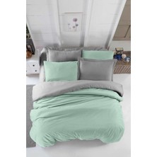 Mira Home Çift Kişilik Lastikli Çarşaflı Nevresim Takımı Pamuklu Four Season Mint Gri