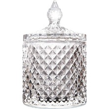 Meli Collection Lüks Kristal Kesim Cam Şekerlik ve Lokumluk - Kapaklı Dekoratif Cam Kavanoz