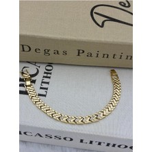 Hedef Bujiteri 14K Gold Renk Zirkon Taşlı Örgü Model Zincir Bileklik CM87