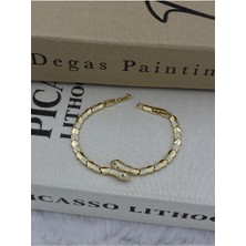 Hedef Bujiteri 14K Gold Renk Zirkon Taşlı Yılan Figürlü Bileklik CM82