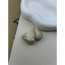 Hedef Bijuteri Gold Renk Su Damlası Model Zirkon Taşlı Küpe