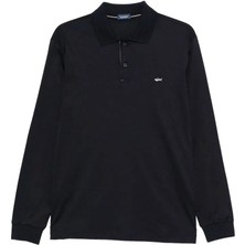 Paul & Shark Erkek Düğme Kapama Uzun Kol Polo Yaka Reqgular Fit Lacivert-Gümüş Polo Yaka T-Shirt 15311727-50F