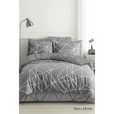 Mira Home Çift Kişilik Pamuklu Nevresim Takımı Geo Line Gri