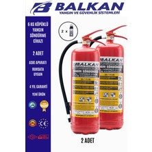 BALKAN YANGIN VE GÜVENLİK SİSTEMLERİ 6 kg Ruhsata Uygun 4 Yıl Köpüklü Yangın Tüpü 2 Adet (Askı)