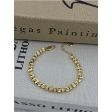 Hedef Bujiteri 14K Gold Renk Basıc Dorika Model Yuvarlak Detay Bileklik CM120