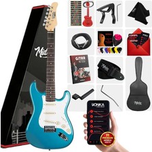 Midex RPH-30TR Turkuaz Renk Gül Klavye Strat Kasa Sss Elektro Gitar Seti