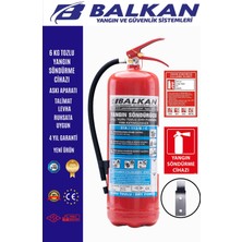 BALKAN YANGIN VE GÜVENLİK SİSTEMLERİ 6 kg Ruhsata Uygun 4 Yıl Tozlu Yangın Tüpü (Talimat-Levha)
