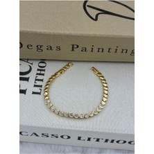 Hedef Bujiteri 14K Gold Renk Zirkon Taşlı Kalp Model Bileklik CM94