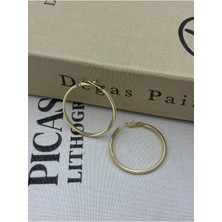 Hedef Bijuteri Gold Dokulu 4 cm Çaplı Halka Küpe