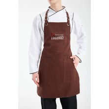 Quicksteps Professional Boyun Askılı Önlük Barista & Servis 7/7 Gabardin Kahve Kahverengi