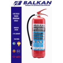 BALKAN YANGIN VE GÜVENLİK SİSTEMLERİ 6 kg Ruhsata Uygun 4yıl Tozlu Yangın Tüpü