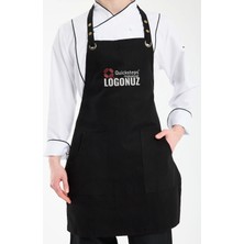 Quicksteps Professional Boyun Askılı Önlük Barista & Servis 7/7 Gabardin Siyah Siyah